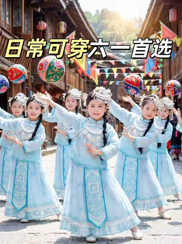 新款儿童女春夏中国风古装汉服套装六一古诗词歌朗诵演出表演服装