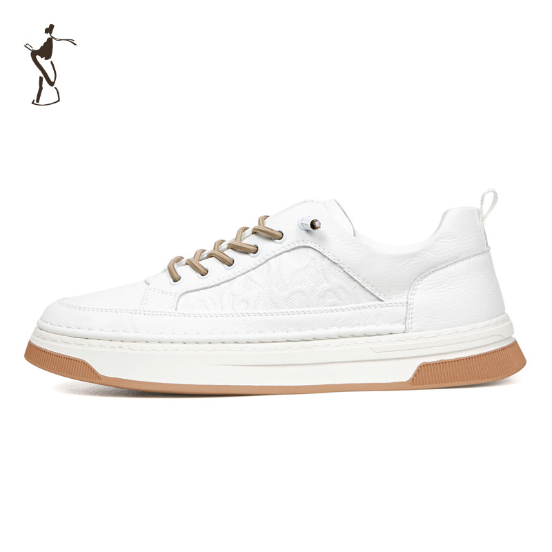 才子男鞋白色板鞋男2025新款软底潮流时尚厚底低帮运动跑步休闲鞋