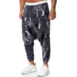 春夏风印花休闲裤男宽松大裆裤嘻哈吊带裤束脚小脚裤K20特P35，男装休闲裤，星座1217-2