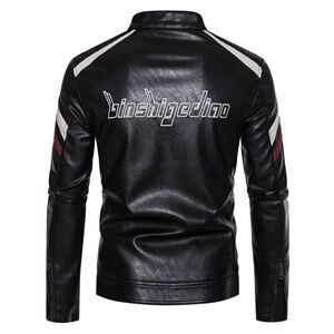 皮衣男秋冬季新款男士机车服外套防风撞色帅气pu皮夹克JK2336P100图片