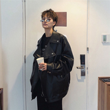 爆款2021秋季新款港风宽松机车皮衣男皮夹克外套A506-P60，男装皮衣，星座1217-2