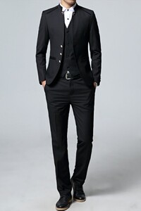 2021新款男修身西服套装宴会礼服商务休闲西装三件套TZ1902图片