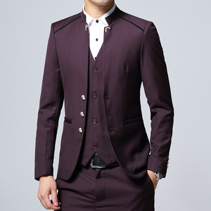 2021新款男修身西服套装宴会礼服商务休闲西装三件套TZ1902P170图片