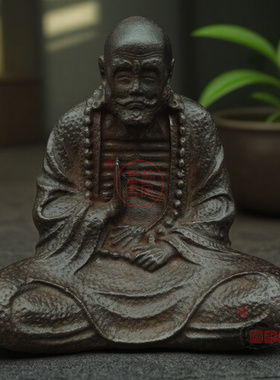 复古铁器达摩祖师佛像禅意摆件
