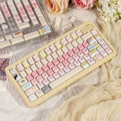 猫猫队键帽粉色PBT五面热升华