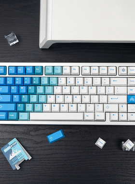 蓝/红/粉/绿/紫色渐变机械键盘键帽PBT热升华原厂高度适64/75/87