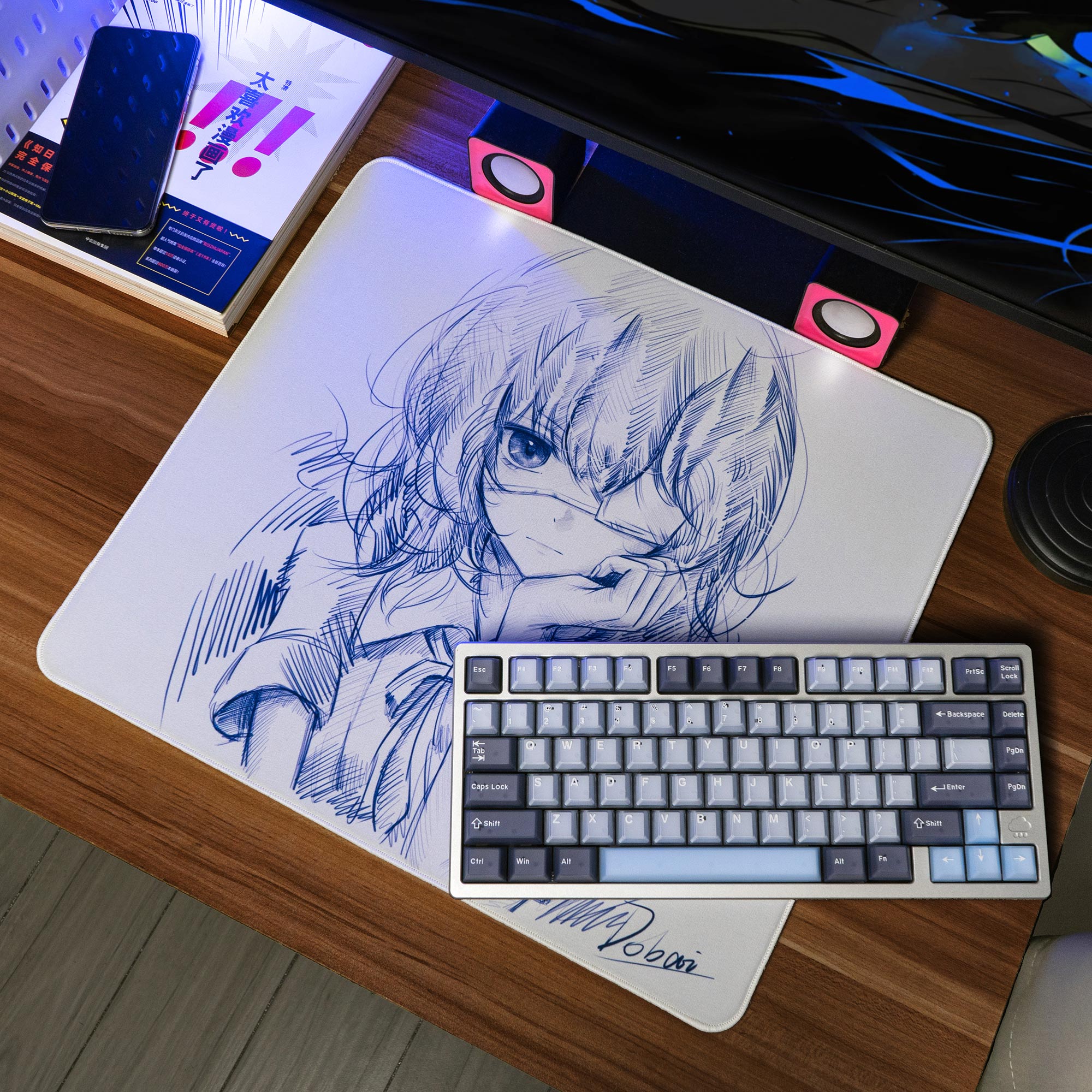 蓝色少女奈娜鼠标垫二次元防滑