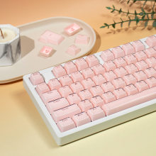 水晶粉/白/蓝色透光键帽MDA果冻布丁ABS双色适Wooting等机械键盘