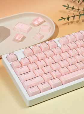 水晶粉/白/蓝色透光键帽MDA果冻布丁ABS双色适Wooting等机械键盘