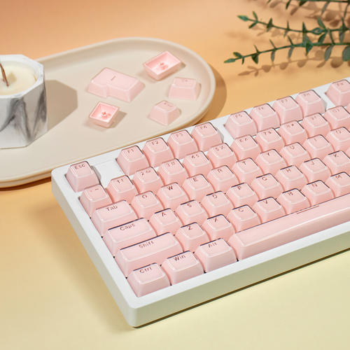 MDA水晶粉/白/蓝色透光键帽双色