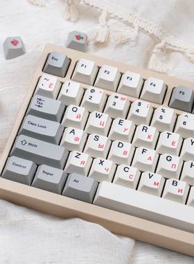 复古红色俄文/白色手作机械键盘键帽PBT热升华客制化原厂Wooting