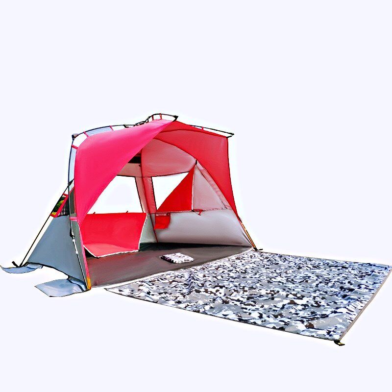 户外帐篷海边遮阳防雨网纱沙滩帐全自动速快3至4人便携速开钓鱼帐