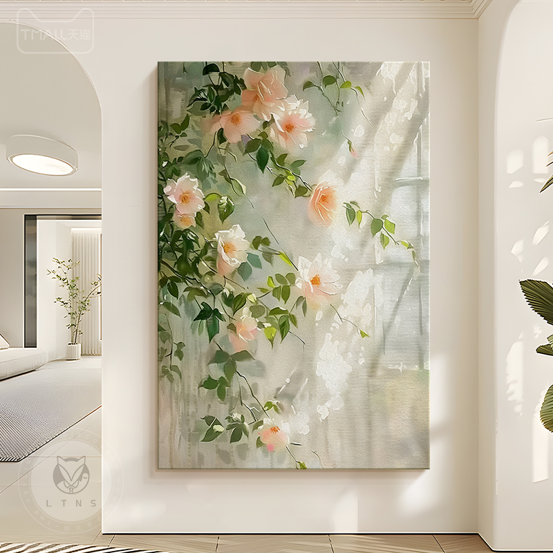 客厅装饰画奶油风玄关落地画砂岩