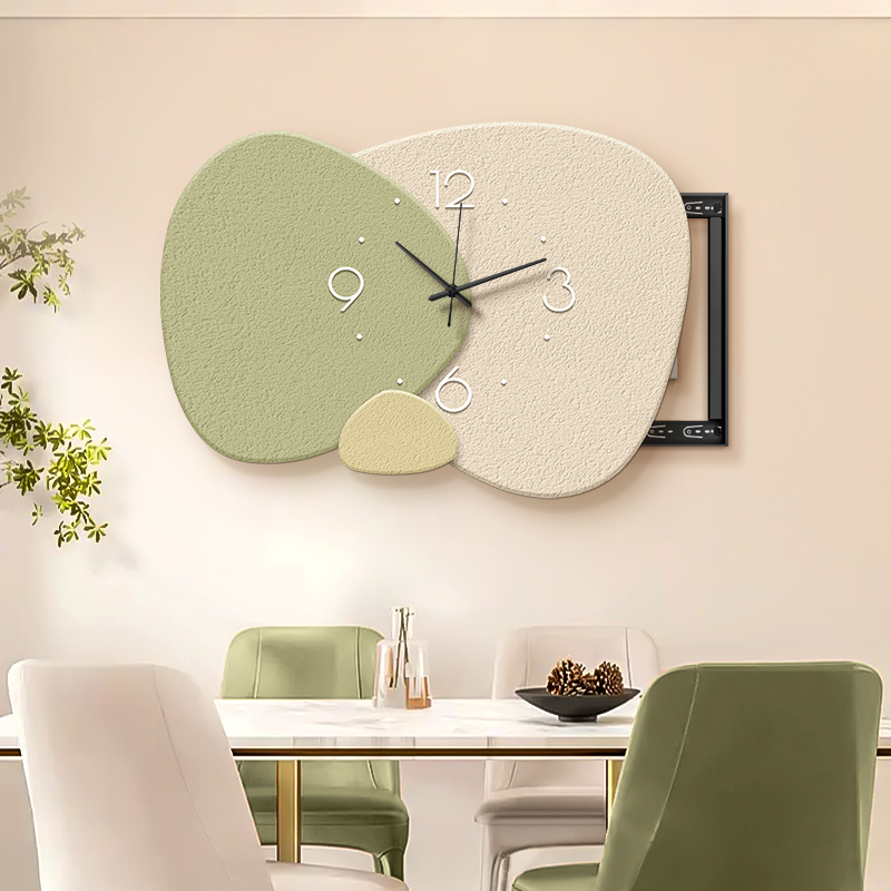 石来运转电表箱奶油风带钟表推拉