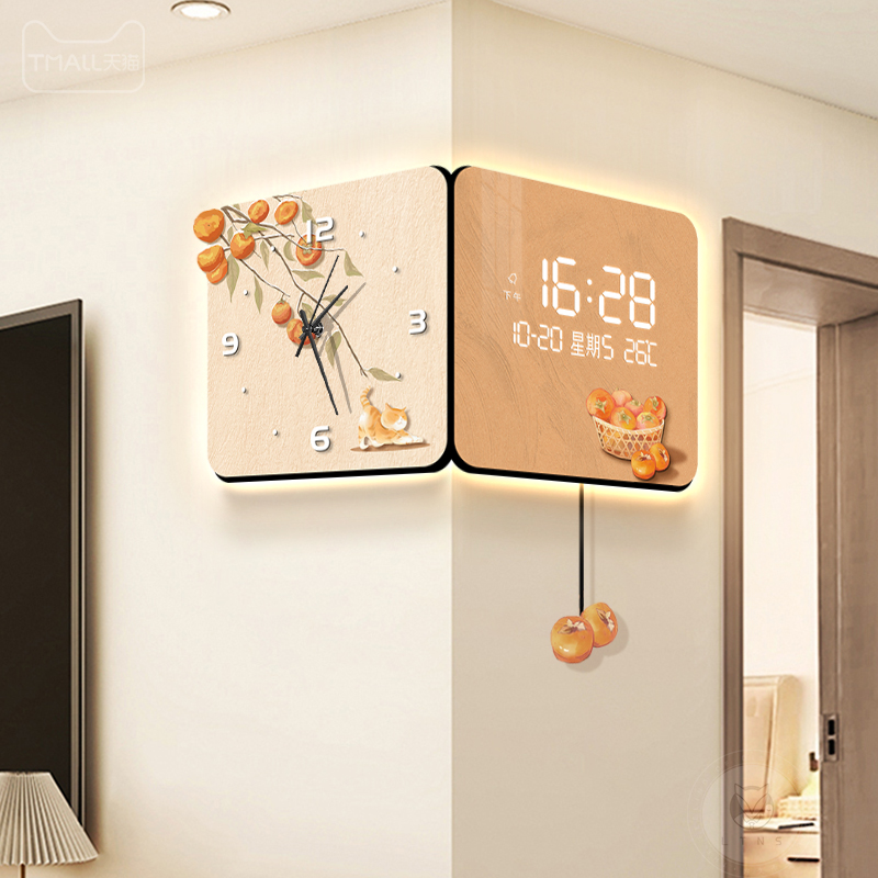 双面转角挂钟万年历时钟