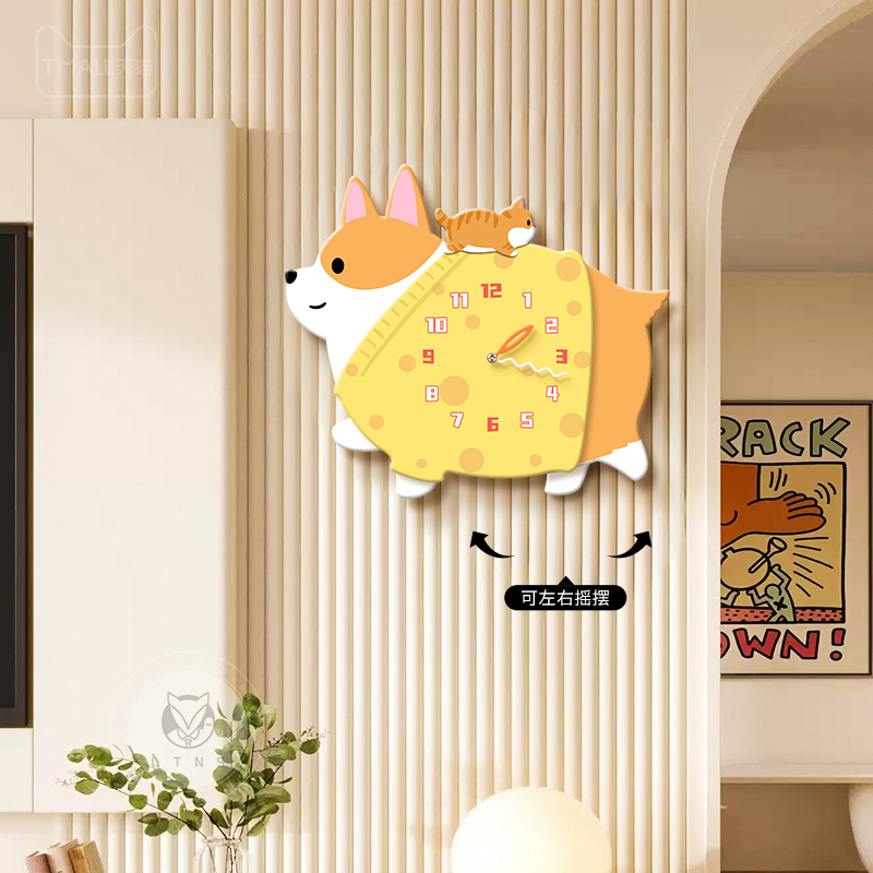 奶油风客厅装饰创意小狗卡通柯基