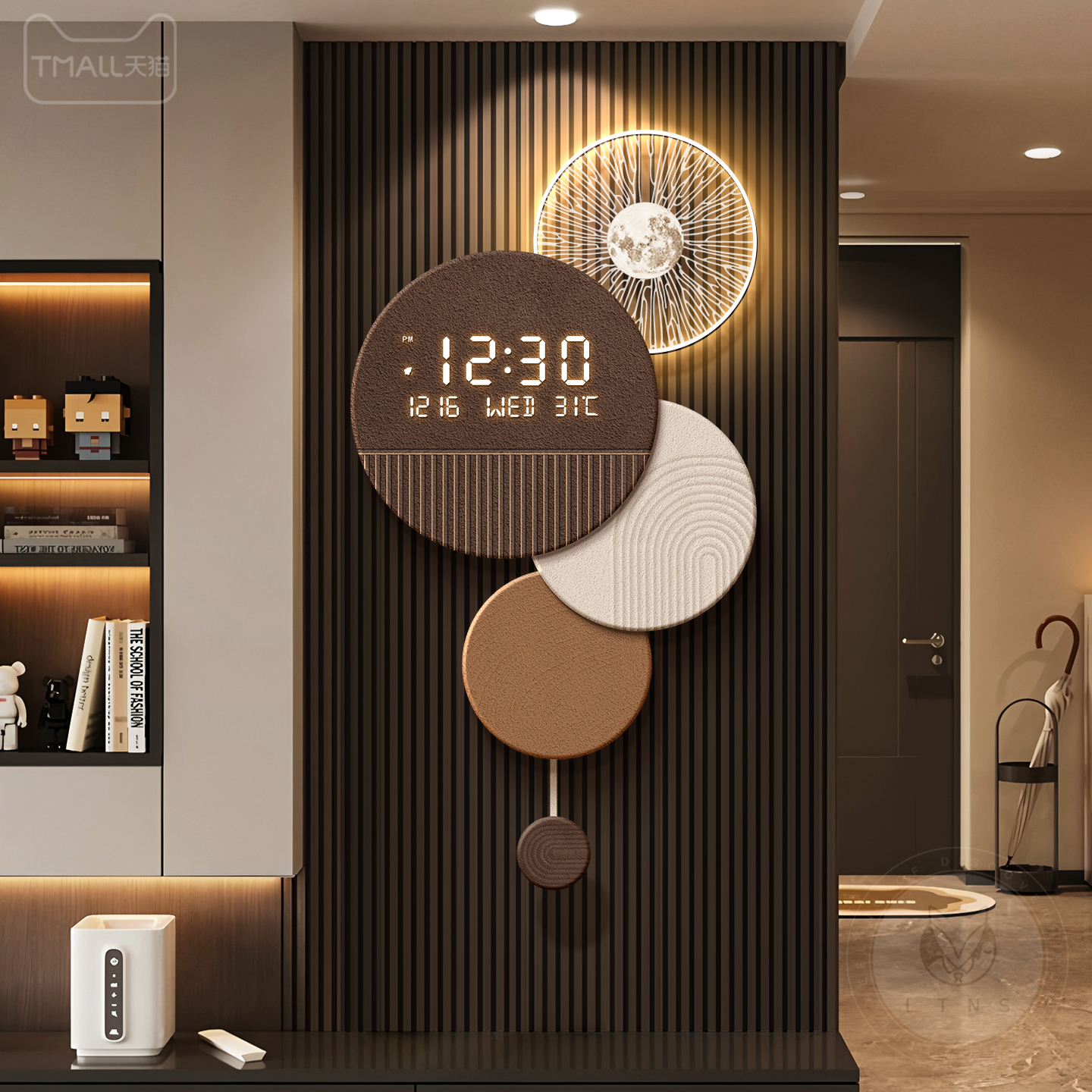 现代轻奢钟表创意时钟月球挂钟