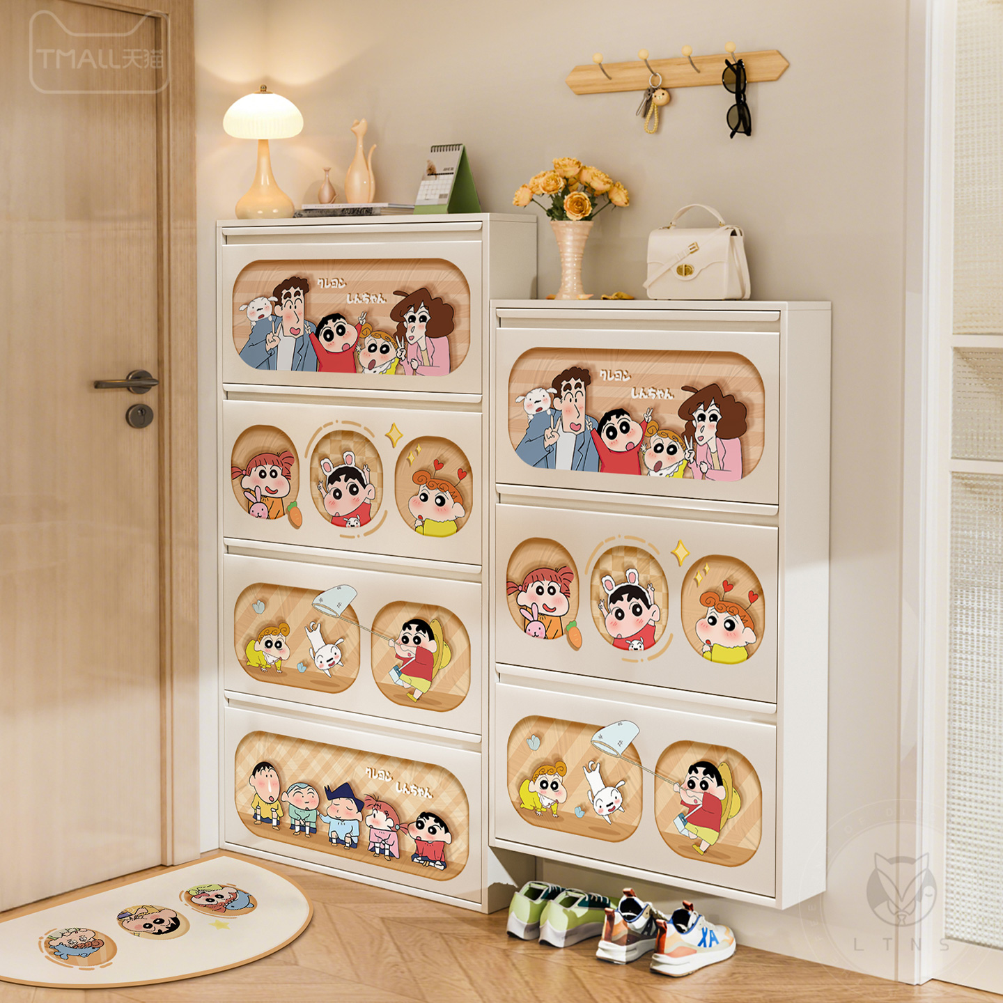 奶油风超薄鞋柜小窄家用门口入户