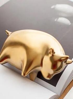 印花生肖牛陶瓷创意礼物手工摆件