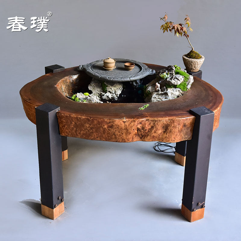 天然崖柏根雕茶台实木随行茶几落地中式客厅整体原木茶海装饰摆件
