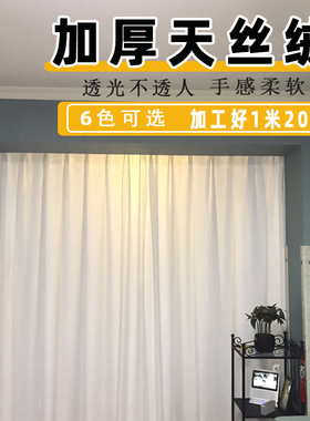 纱帘透光不透人窗帘天丝绒纱隔断美容白纱加厚房间白色半遮光窗纱