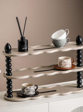 桌面多层置物收纳架卧室家用零食架厅展示储物复古简约靠墙边茶柜