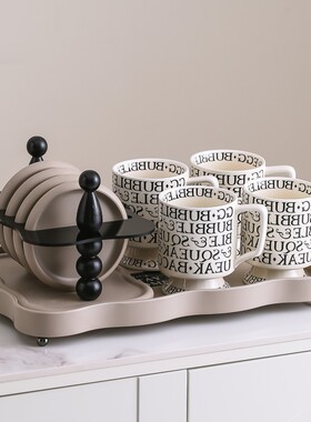 高档轻奢风客厅杯子套装家用高级感小众法式复古陶瓷杯具乔迁新居