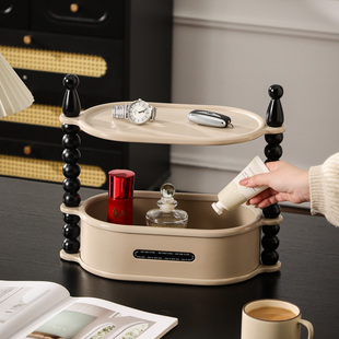 轻奢风玄关入户收纳整理盒边柜多层桌面置物架提篮家用厨房储物盒