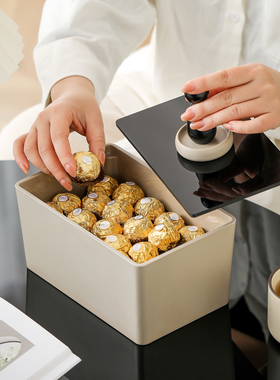 入户玄关防尘带盖桌面杂物收纳盒钥匙简约大容量糖果整理置物架