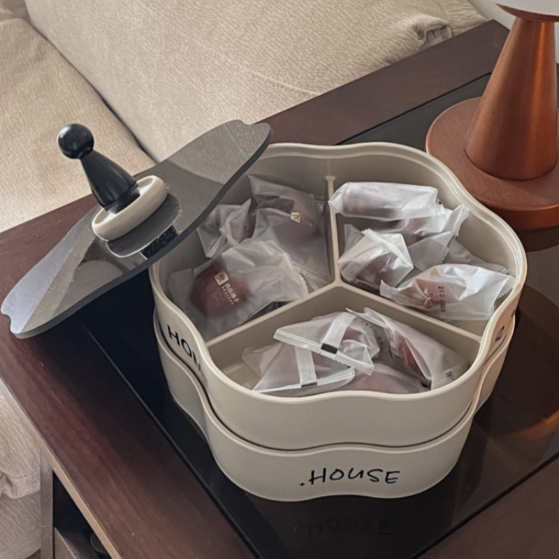 轻奢花朵分格果盘家用客厅茶几零食坚果收纳盒大容量多功能干果盒