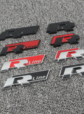 适用大众改装R车标Rline车贴高尔夫CC尚酷迈腾速腾POLO尾标中网标