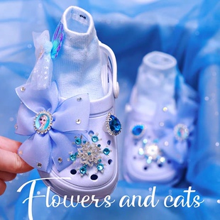 渐变鱼尾春 儿童美人鱼公主海星泡泡贝壳紫色凉拖鞋 洞洞鞋 女童拖鞋