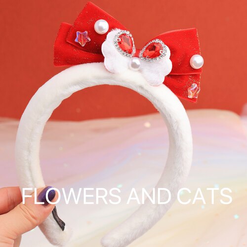 flowersandcats女童新年毛绒发箍