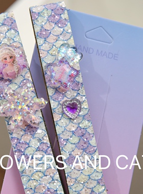 FlowersandCats蓝色女童魔术贴发带儿童碎发贴艾莎刘海贴爱莎公主