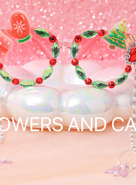 圣诞节红色闪钻圣诞礼物珠链眼镜太阳镜女童公主儿童墨镜礼物装扮