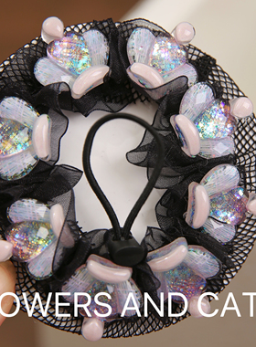 儿童舞蹈考级发网丸子头盘发器黑色芭蕾抽绳弹性皇冠护士空乘网兜