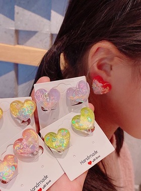 耳夹女童耳饰儿童人鱼公主韩版装饰配件白色鱼鳞可爱饰品装扮活动