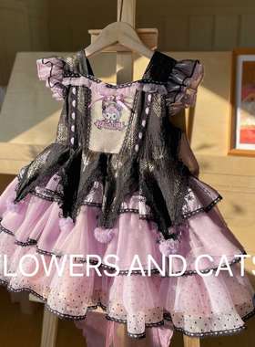 2025夏季新款库洛米卡通可爱甜美紫色网红洛丽塔洋气蓬蓬裙连衣裙