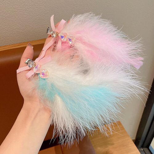 新秋冬艾莎公主女童粉色头饰发夹生日蓝蝴蝶发箍发带粉紫羽毛发夹 - 封面