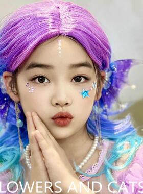 公主发辫女童发饰皇冠假发发绳宝宝不伤发女孩甜酷蓝色雪花生日表