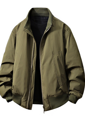 爆款秋冬季夹克款纯色加厚立领棉服防风保暖夹棉棉衣外套