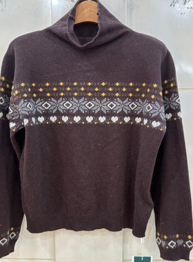 精品女装89153H 小艺欧货女装2025冬季半高领气质提花套头针织衫