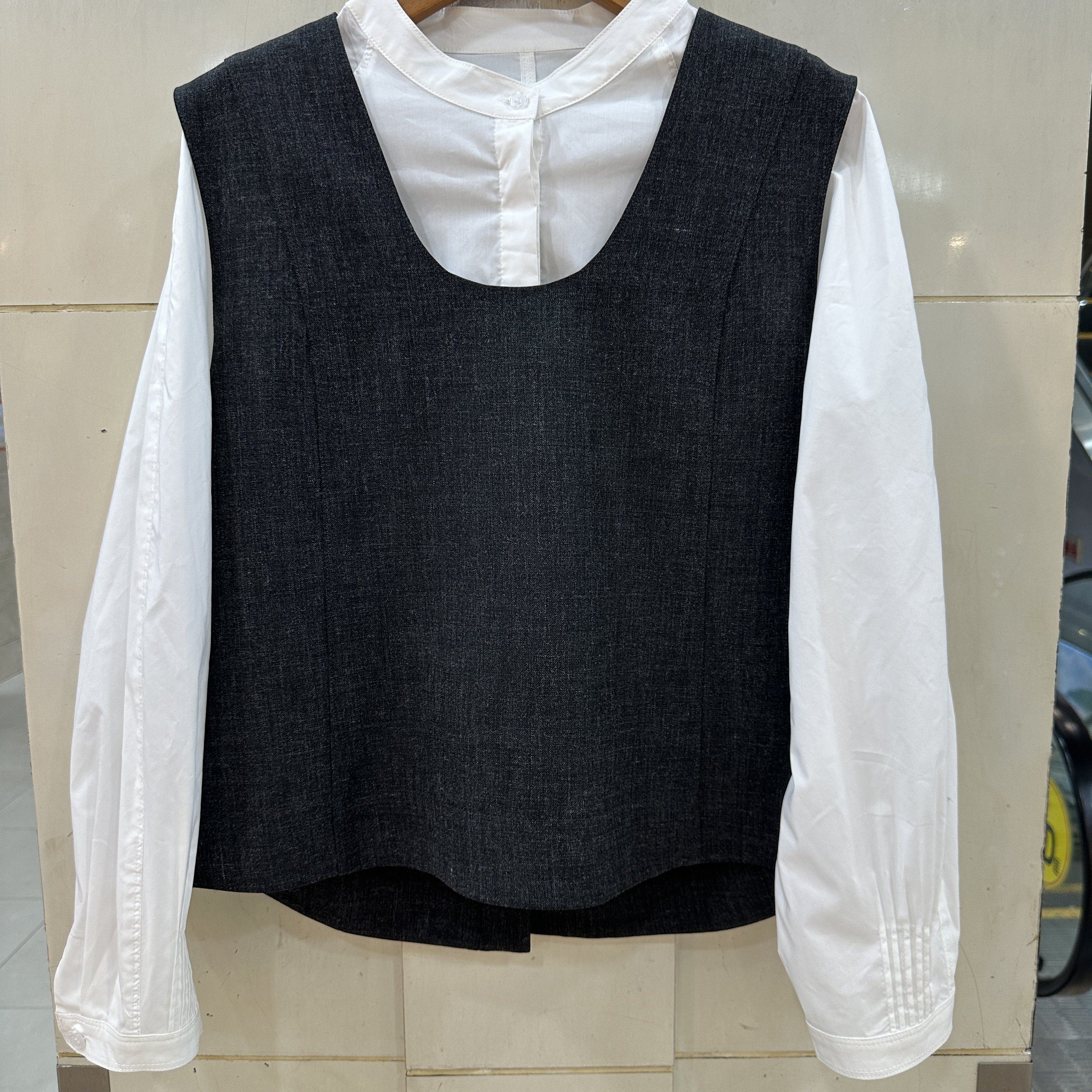 小艺欧货女装2026年春季新款复古叠穿无袖马甲长袖衬衫套装68885H,女装/女士精品,衬衫,淘宝优惠券,粉丝福利购,淘宝优惠卷