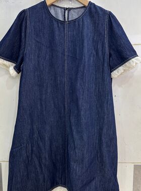 依欢帝尚88217H 小艺欧货女装2026夏季圆领木耳边拼接牛仔连衣裙