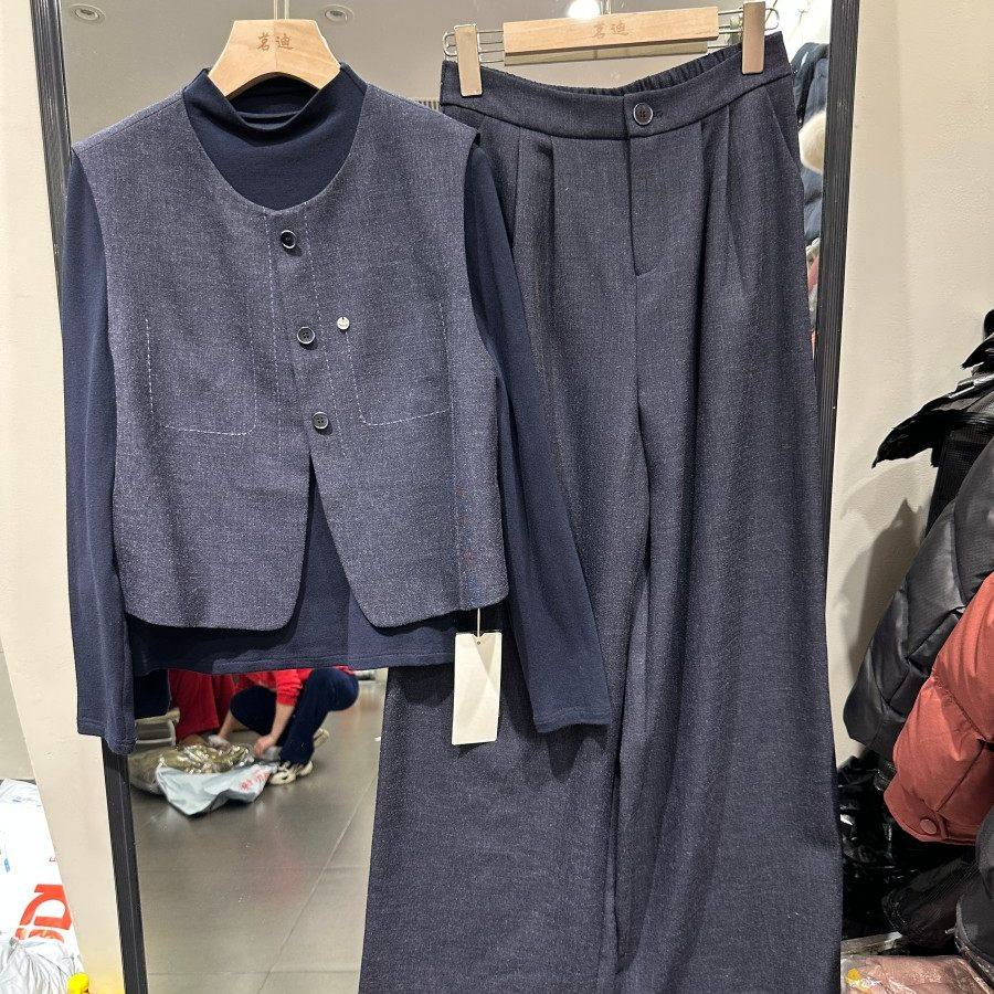 衣尚美6032H小艺欧货女装2026春季无袖马甲半高领T恤阔腿裤三件套,女装/女士精品,时尚套装,淘宝优惠券,粉丝福利购,淘宝优惠卷