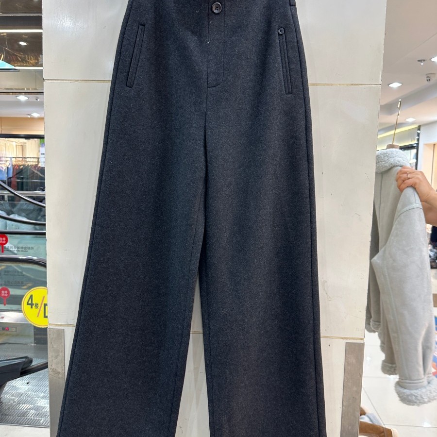 尚帛纤羽25120H 小艺欧货女装2025冬季极简风高腰直筒阔腿休闲裤