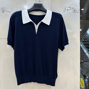 2026秋季新款高端女装时尚撞色POLO领短袖减龄百搭上衣女5657H