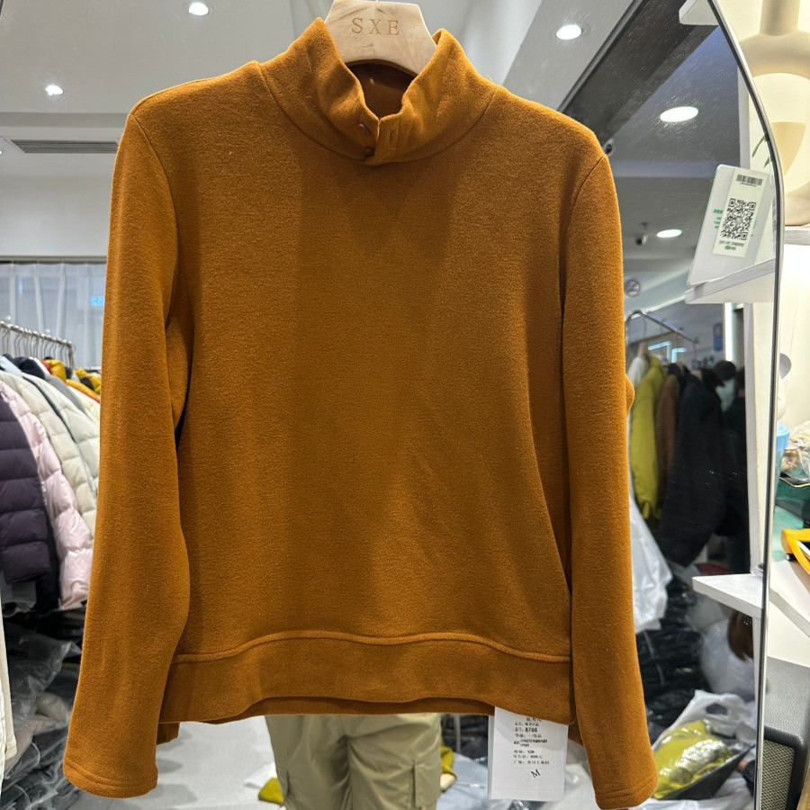 依秀儿8708H 小艺欧货女装2025冬季德绒半高领宽松显瘦保暖打底衫