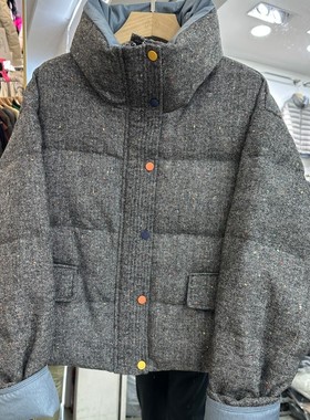 小艺欧货女装2025冬季时尚立领加厚保暖90白鸭绒宽松羽绒服9988H