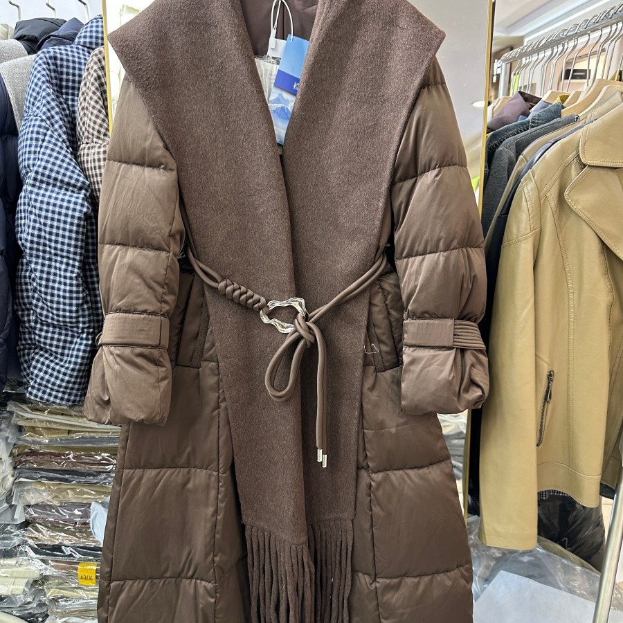 佐念5510H 小艺欧货女装2025年冬季轻熟风围巾领收腰白鸭绒羽绒服